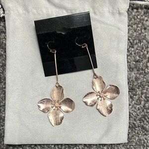 Delicate Floral Drop Earrings - Rose Gold Flower Design